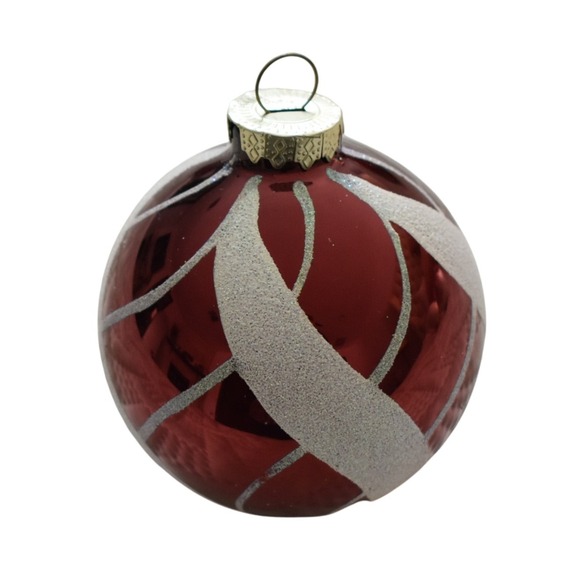 Set of 8 Vintage Glass Christmas Ornaments Red Green Glitter - Picture 5 of 9